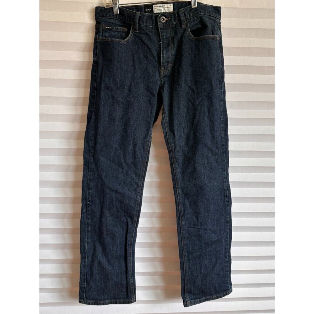 RVCA Regulars Dark Rinse Straight Leg Denim Jeans Mens Size 32 Classic